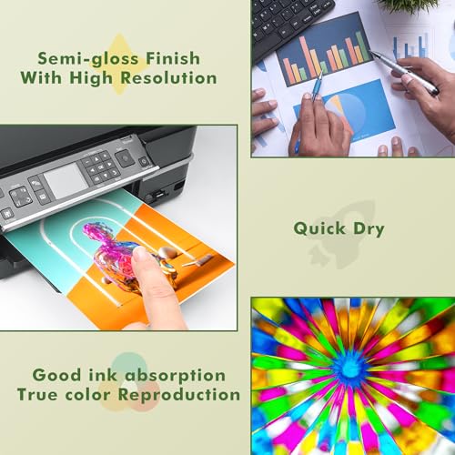 Transfer Master Double-sided Semi Glossy Thin Photo Printer Paper Semi-Gloss 8.5X11 Inch for Inkjet and Laser Printer for Menu Flyer Book 32LB 50sheets 120gsm