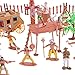 PowerTRC 58 Pcs Wild West Cowboys and Indians Plastic Figures Toys Play Set, Toy Figure Action Soldiers and Native American Accessories Figure Playset Birthday Gift