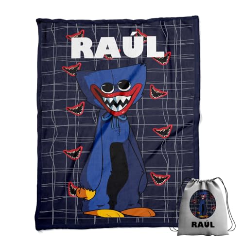 ZPUBLI+ Personalised Blanket with Name and Text Original Gift for Christmas, Birthday, Children's Gift, Baby Shower, Soft and Durable Winter Blanket (Huggy WOOGY)