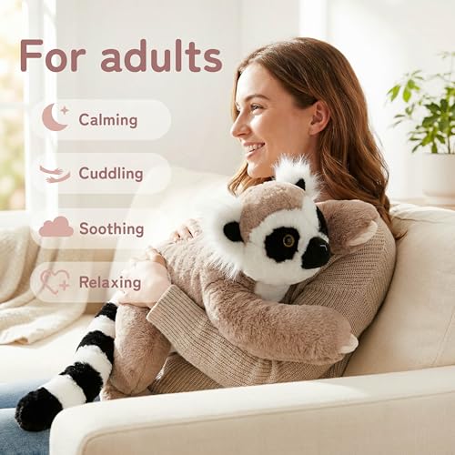 Image of Niuniu Daddy Lemur Weighted Stuffed Animals for Kids & Adults, 20 inch | 3.3lb Large Weighted Plushies Pillow for Sleeping and Calming, Cute Lying Plush Toy Huggable Gift for Everyday Comfort