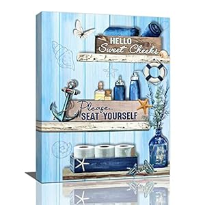 Bathroom Decor Wall Art Navy Blue Pictures Funny Rustic Farmhouse Signs Please Seat Yourself Canvas Painting Print Beach Nautical Sea Turtle Artworks12''x16'' Bathroom Decor Wall Art Navy Blue Pictures Funny Rustic Farmhouse Signs Please Seat Yourself Canvas Painting Print Beach Nautical Sea Turtle Artworks12x16