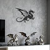 Dragon Wall Art β Medieval Fantasy Metal Sculpture with Large Wings, Waterproof Man Cave, Bathroom Wall Decor & Dragon Lover Gifts, Christmas gifts (14.6x10.4Inch)