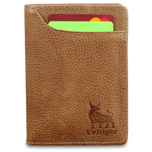 Carteira Vertical Masculina De Couro Legítimo RG CNH Cédulas Cartões Moedas Antifurto Bloqueio RFID (Whisky - Couro CBFF)