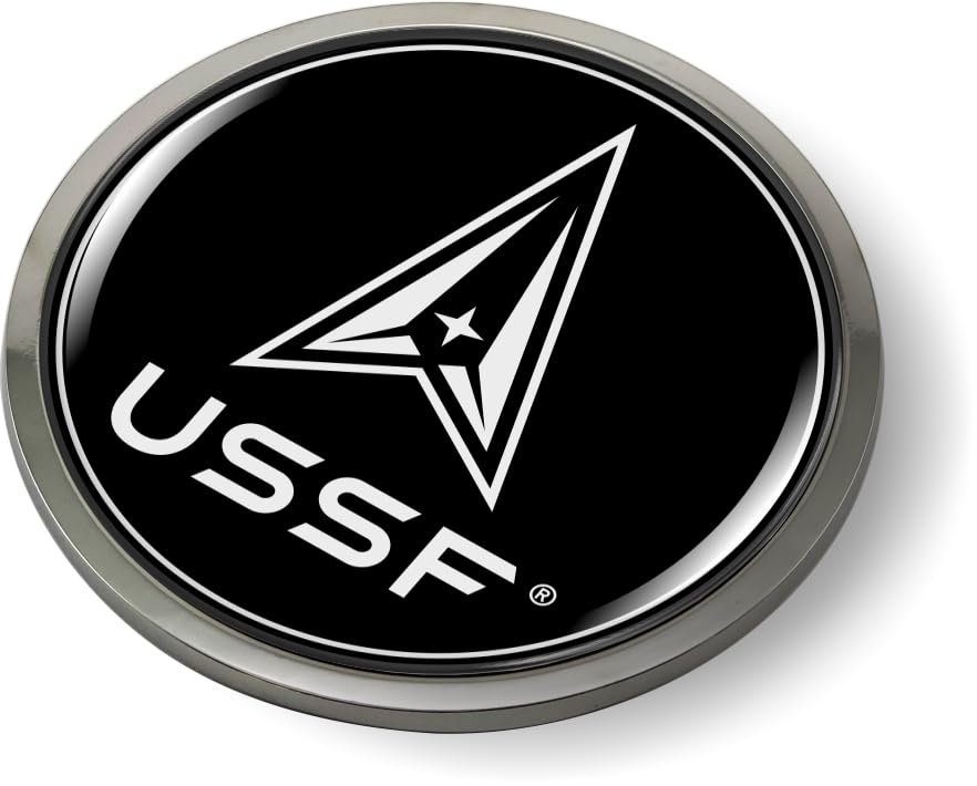 Image of BestLicensePlateFrames - USSF Symbol 3D Domed CAR Emblem Badge Sticker Chrome Plastic Bezel - Official USAF and USSF Licensed Product