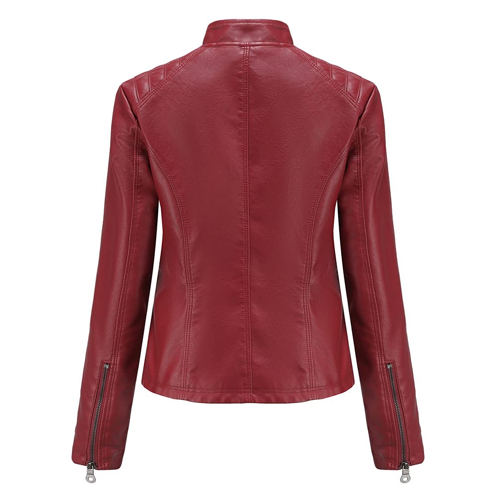 DISSA Damen Kunstleder Bikerjacke Stehkragen RV,EU 34-44