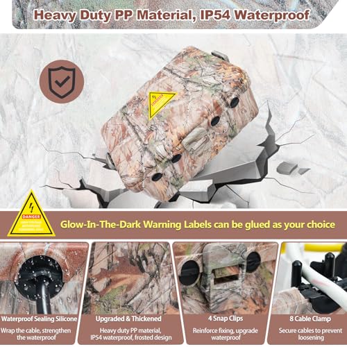 Hrensaw Large Outdoor Electrical Box Waterproof(12.5x8.5x5inch),IP54 Waterproof Outdoor Outlet Covers,Weatherproof Extension Cord Covers Protect Outlet,Plug,Timer,Power Strip,Holiday Light,Camouflage - Thumbnail 3
