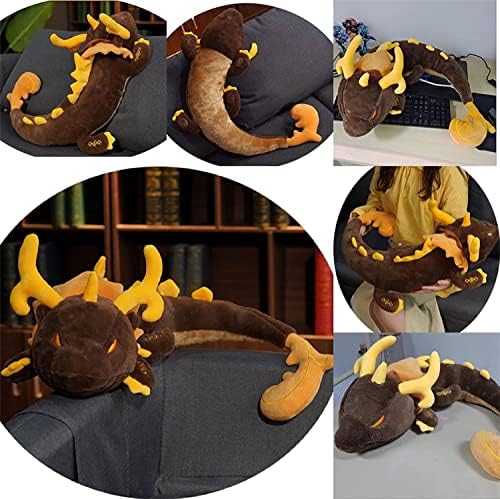 Set Plush Genshin Impact Zhong Li Dragon 70CM Hugging Pillow and Cute Kawaii Zhongli Keychain Soft Stuffed Animal for Fans Kids Birthday Gifts