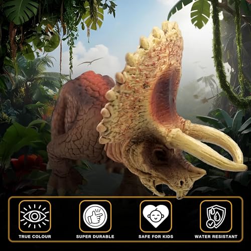 Image of Triceratops Dinosaur Toy Action Figure, Realistic Triceratop Big Dinosaurs Toys for Kids, Dinosaur Triceratops Toy for Play and Display, Jurassic Dino Toys for Boys & Girls (Triceratops)