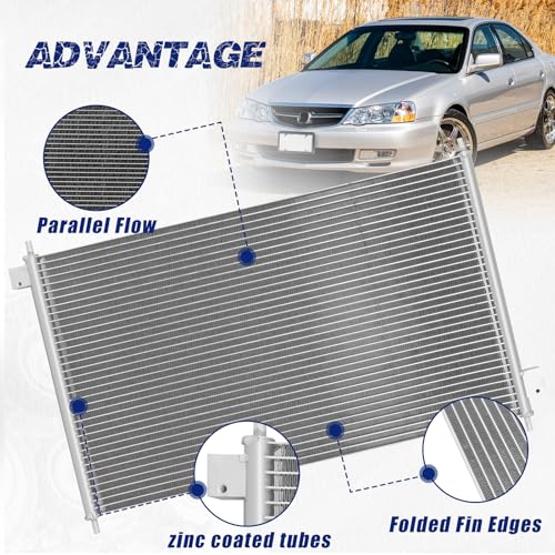 Image of Air Conditioning A /C Condenser Compatible with Honda Accord 1998-2002 L4 2.3L # 4900, HO3030101, 80100S84A00, 80100S84A10