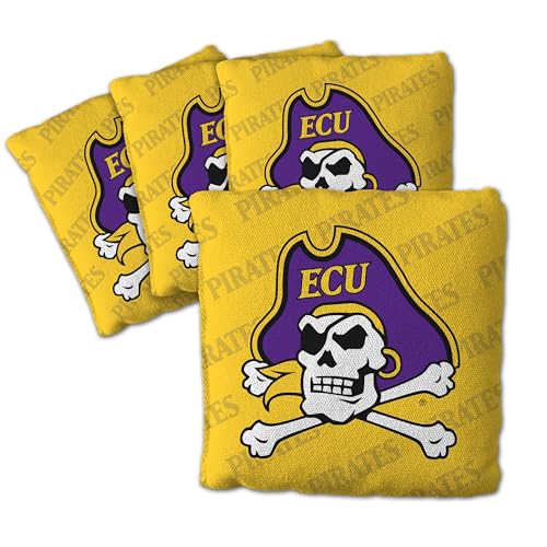 YouTheFan Officially-Licensed NCAA East Carolina Pirates Set of 4 Cornhole Bags - All Weather Regulation 6” x 6” Size - 16oz Weight - Designed in USA by YouTheFan - Used condition - US$27.84