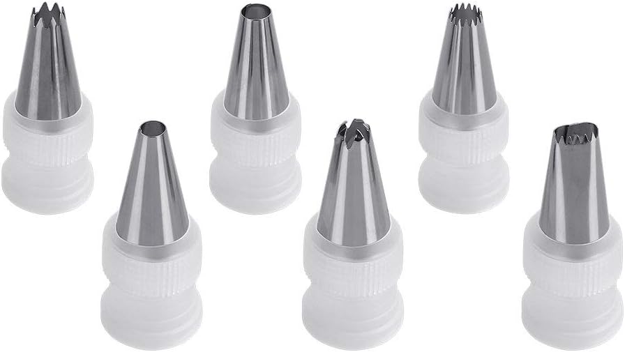 Lashary Pastry Tips, 6 Piece Piping Tips Pastry Bag Tips & 6 Piece Standard Couplers, Decorating Tube Sets Cupcake Decorating Tip Set Kit Cake Decorating Supplies Large Icing Tips for Pastry Bag