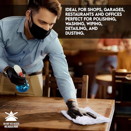 Corporate Hills Terry Bar Mop Towels - 24 Pack (14\"x17\") White Cotton Terry Cloths, Super Absorbent Cleaning Rags, Reusable Bar Mop Towels for Kitchen, Garage, Salon, Spa & Commercial Use