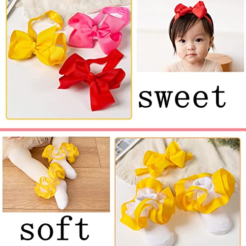 Baby Girls Big Lace Ruffle Cozy Dress Socks Fun Harlequin Polka Dot Ruffle Socks Holiday Christmas Socks 4 pairs4