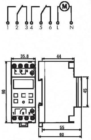 Wiring Diagram and Dimensions for Finder 12.22.8.230.0000