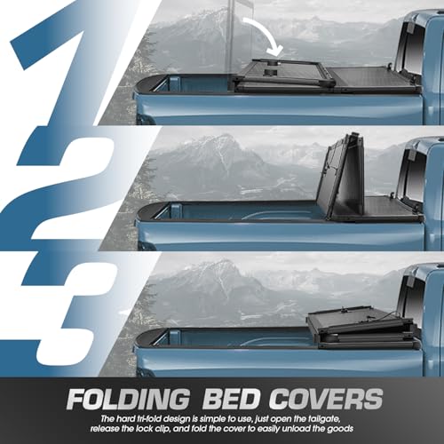 Image of DNA MOTORING Truck Bed Top Hard Solid Tri-Fold Tonneau Cover Compatible with 2015-2024 Ford F150 5.5 ft Bed, New Upgrade, TTC-HARD-015
