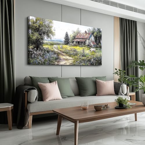 PHAOHUAXM Canvas Wall Art For Living Room Wall Decor For Bedroom Office Decorations Field Wall Pictures Artwork Flower Scenery Watercolour Paintings Aesthetic Home Decor Ready to Hang 20x40 In