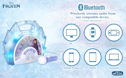 image for eKids Disney Frozen Karaoke Microphone with Bluetooth Speaker for Fans