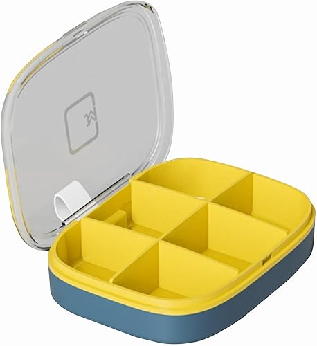 Convenient medicine storage box Upgrade small medicine box Office medicine box Multi compartment waterproof pill box (dark blue)