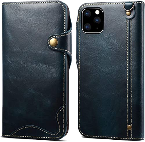 Étui iPhone 12 Pro Max en cuir véritable bleu - GUMMMY G04