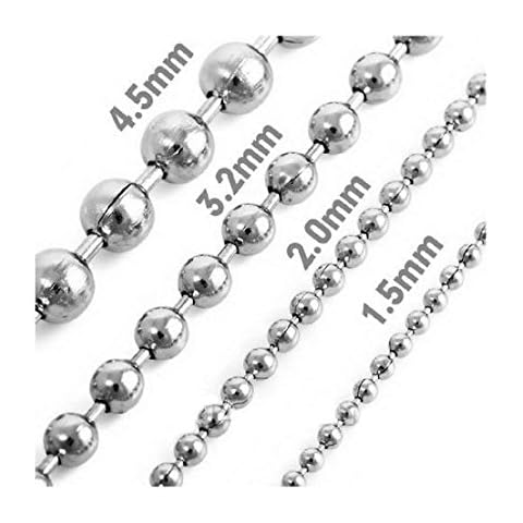 FUNDAISY Mens 1.5mm-4.5mm 18"-36" Silver-Tone Stainless Steel Ball Chain Fashion Necklace - 34 inches 4.5 mm Cover