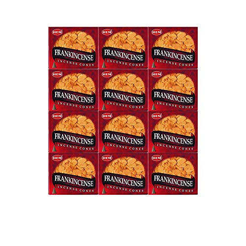 HEM Frankincense Incense Cones (Pack of 12-120 Count) | Long Lasting Aroma | for Positivity, Stress Relief, Air Purifier & Pooja