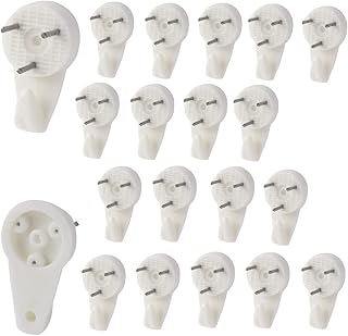 Merriway® BH00093 (20 Pcs) Medium 30mm (1.3/16 inch) White Nylon Non-Trace Hardwall Drywall Picture Hanger Hook - Pack of 20 Pieces