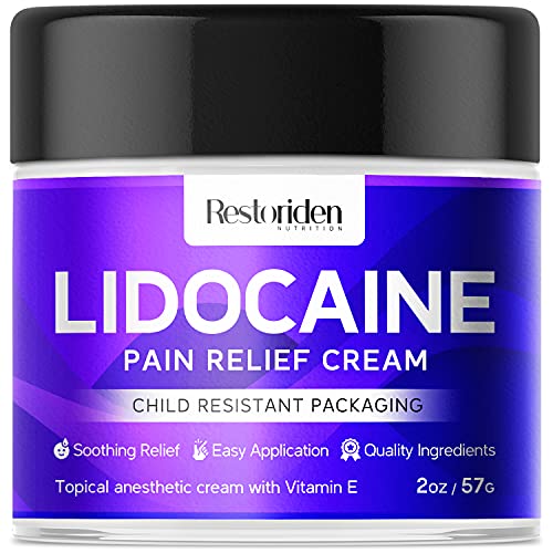 Lidocaine Numbing Cream - Topical Anesthetic with Vitamin E - Pain Relief Ointment to Reduce Pain & Discomfort - Arnica, Jojoba, Sea Berry Oil - 2oz