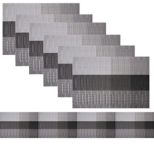 Ivalue Placemats and Table Runners Washable PVC Place Mats Set of 6 for Kitchen Table with 180CM Vinyl Table Runner