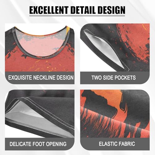 ALAZA Cowboy Herd Sunset Pajamas Set Short Sleeve Cotton Sleepwear Summer Pjs 2 Piece 5-14Y4