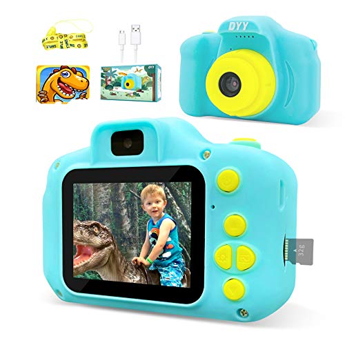 DYY Dinosaur Theme Kids Camera HD 1080p Video Selfie Digital Camera for Kids Dream Gift for 3 4 5 6 7 8 Years Old Boys and Girls Toddler Video Record Camera with 32GB SD Card 2.0 Inch IPS Screen