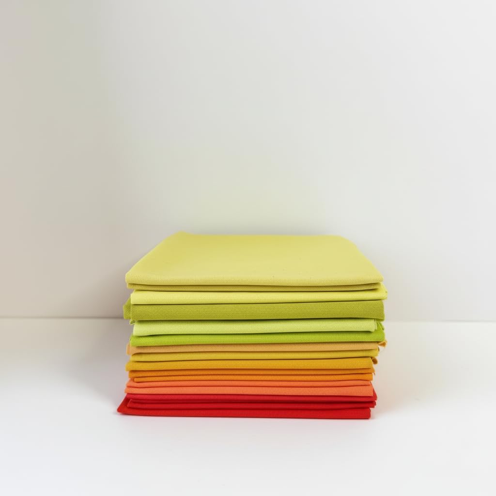 Fat Quarter Fabric Pack -Premium Cotton Quilting Bundle - 18" x 22" (Papaya Palette)