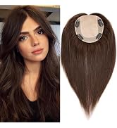 Lovenea Hair Toppers for Women Real Human Hair 12 inch Straight Human Hair Toppers with No Bangs ...