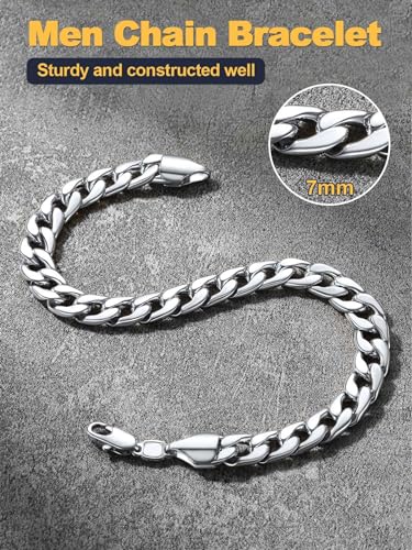 Pulsera Cadena Link para Hombre Acero Inoxidable 8.3 Pulg miniatura 6