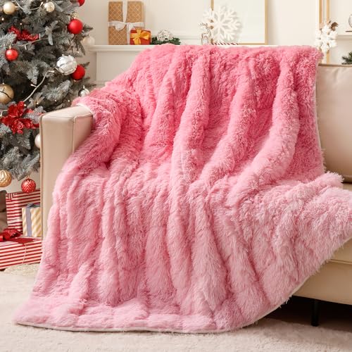 Image of yescool Weighted Blanket for Adults (15 lbs, 60 inch x 80 inch, Baby Pink) Heavy Blanket for Sleeping Perfect for 140-160 lbs, Queen Size Faux Fur Blanket with Premium Glass Bead, Machine Washable
