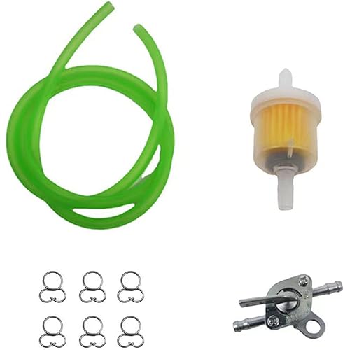 Gas Fuel Hose Oil Filter Clamps Inline Fuel Shut Off Valve Petcock Petrol Switch for 50cc 70cc 110cc 125cc Mini bike Dirt bike Pit bike Tao Tao Motorcycle Scooter Quad ATV and Go Karts Green