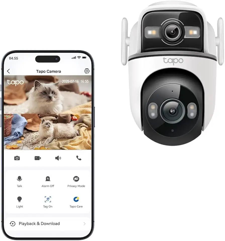 Tp-Link TC47 Dual-Lens Outdoor Pan/Tilt 2K Security Cam, 3MP, AI Detection