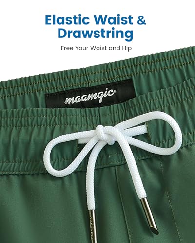 Image of maamgic 5inch Mens Swimming Trunks with Compression Liner 2-in-1 Swim Trunks Stretch Quick Dry Swim Shorts Zipper Pockets