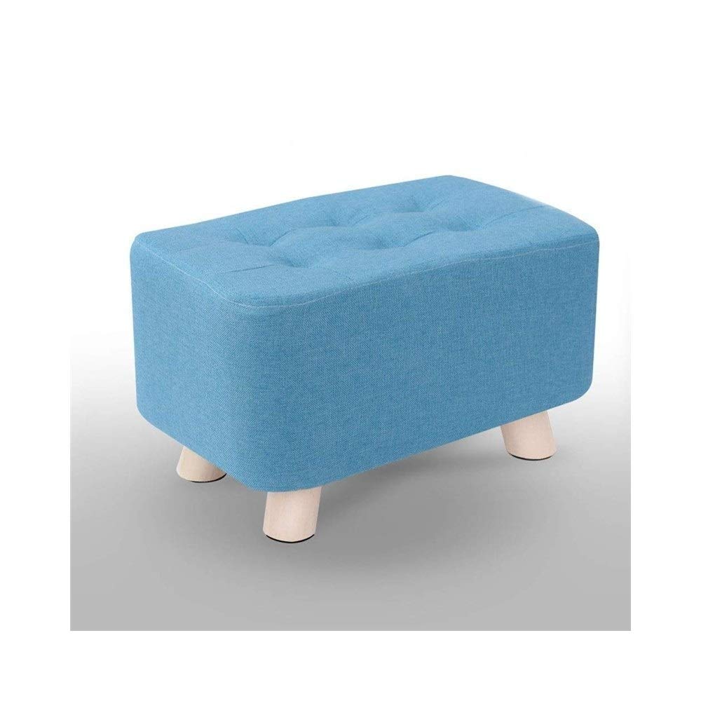 Repose-pieds en bois massif bleu lac pour salon et chambre