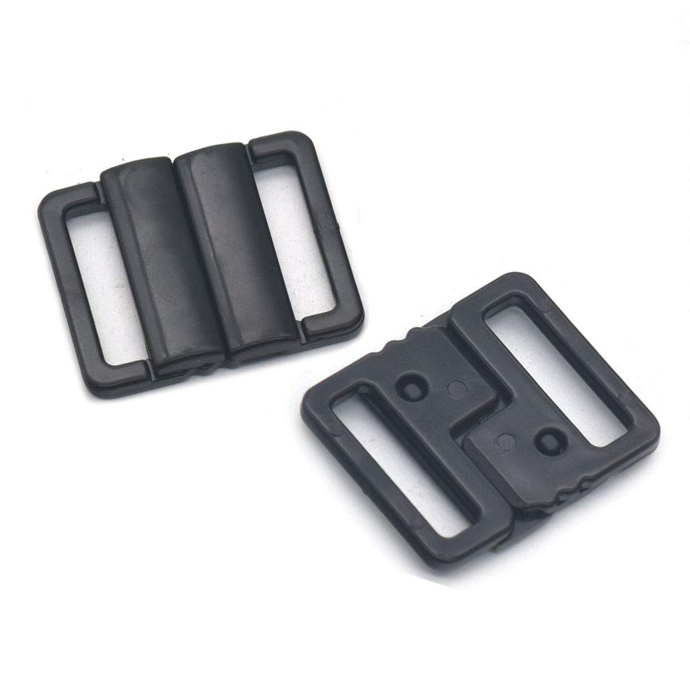 Fujiyuan 5 Pairs 20mm Plastic Bikini Clips Fixed Snap Hook Bra Strap Fastener Buckle Swimwear Clasps Black