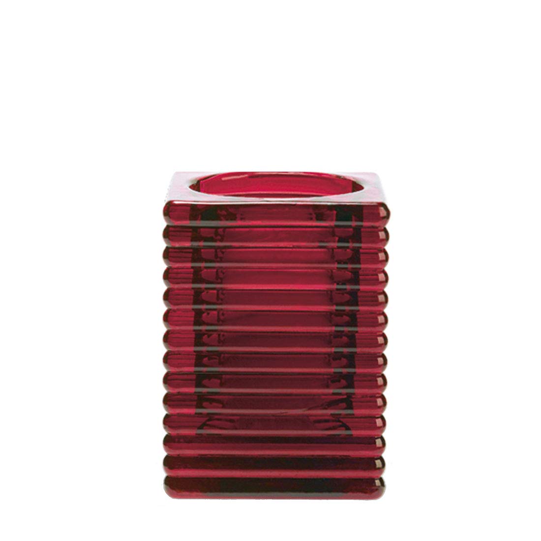 Spaas 6 portacandele in vetro quadrato, rosso vino