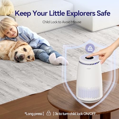Cegsin Air Purifiers for Home Bedroom, 3-in-1 HEPA Filter for Pets Dander Dust Pollen Smoke Odors, Quiet Air Cleaner with Sleep Mode, 12H Timer, Night Light, Aromatherapy, Safety Lock, White by Cegsin - Used condition - Image 6