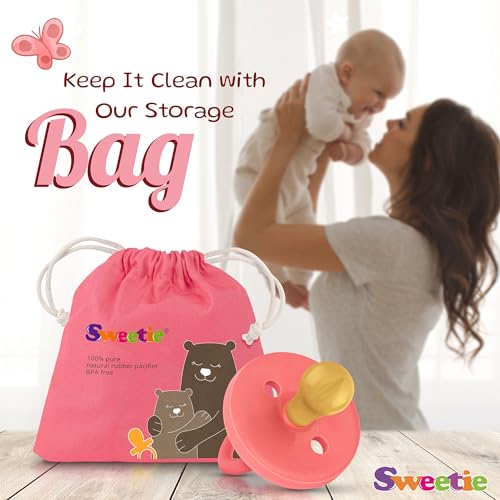 Image of SWEETIE Rubber Pacifier Natural Rubber Pacifier Rounded Pink Medium 6-12 Month