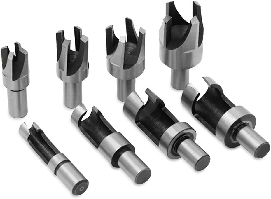 NUZAMAS Set of 8 Wood Plug Cutters Roundwood Wood Plug Tenon Drill Bit