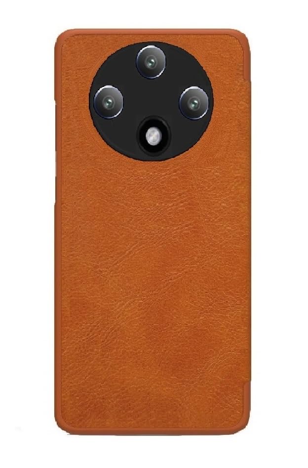 Image of WHITBULL Slim Magnetic Closer Stand Leather Flip Case Cover Compatible with iQOO Z10 5G / Vivo T4 5G - Brown