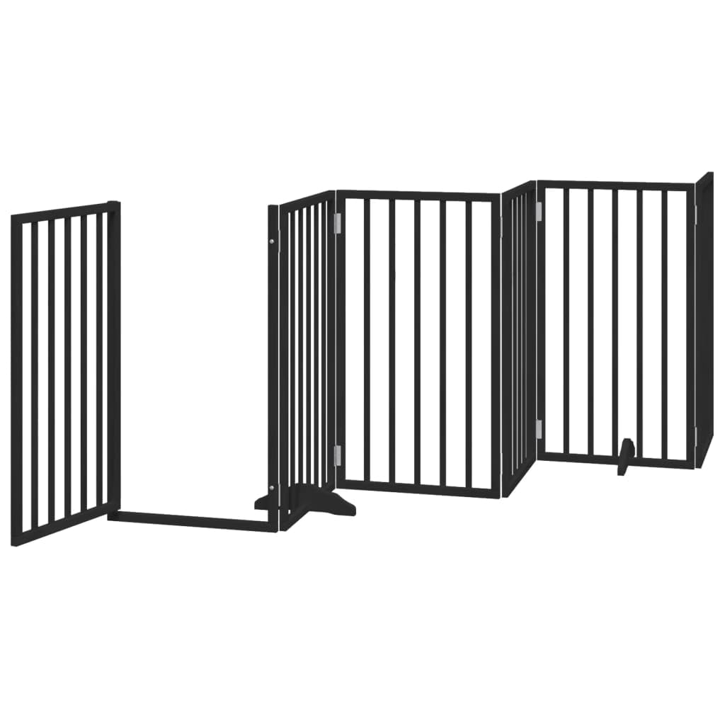 Homgoday Puerta para Perros Plegable 9 Paneles Madera álamo Negra 450 cm Barrera para Perros Plegable Valla para Mascotas Pequeña Barrera de Seguridad para Escalera Pasillo