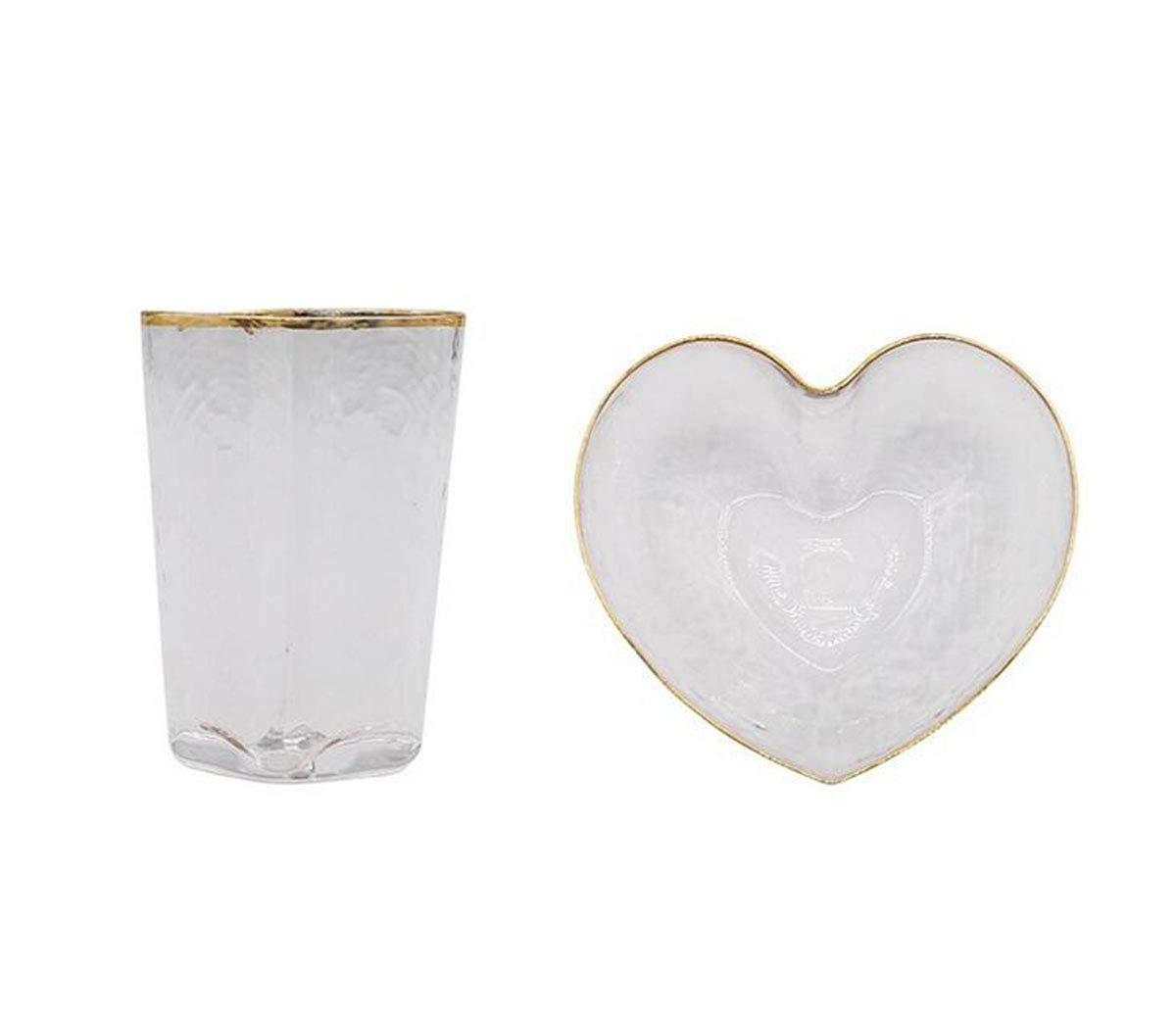 Phnom Penh Glass cup Dessert Bird's Nest Fruit Plate Creative Transparent Heart Shape Glass cup(6.4 oz)