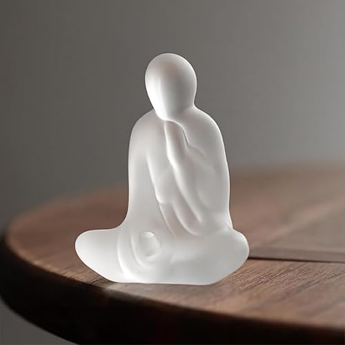 Miniatura 2 de STLIFIBE Quemador de incienso de vidrio de borosilicato alto,Soporte de incienso de Buda sentado,Decoración de arte de vidrio esmerilado para