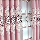 2 Panels Set European Embroideried Luxury Curtains for Living Room Bedroom (Purple and Pink,2X 52 x 96 Inch)