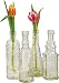 Luna Bazaar Small Vintage Glass Bottle Set (7-Inch, Dakota Design, Clear, Set of 4) - Flower Bud Vase Set - For Home Decor, Party Decorations, and Wedding Centerpieces