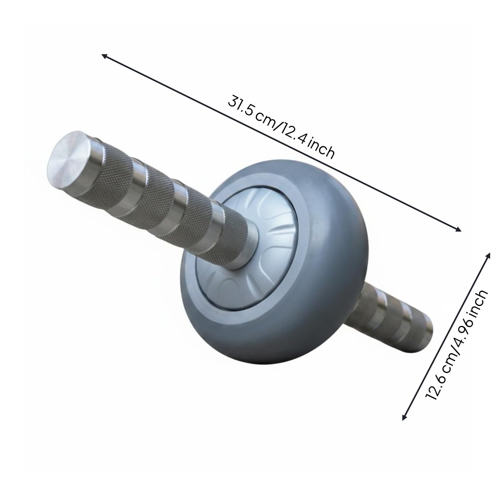Rueda para Ejercicios Abdominales de Acero Inoxidable con Agarres de Metal Centro Desmontable Superficie de Caucho para Mayor Rodamiento Doble para